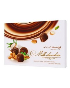 Конфеты шоколадные Молочный шоколад с миндальным фисташковым кремом 284 г A.& a. demidoff