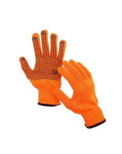 Перчатки х б вязка 7 класс 5 нитей 3 слойные 10 с ПВХ протектором оранжевые 10 пар Nobrand