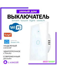 Умный сенсорный WiFi выключатель TuyaSmart touch 1 WIFI белый умный дом работает с Алисой Nobrand