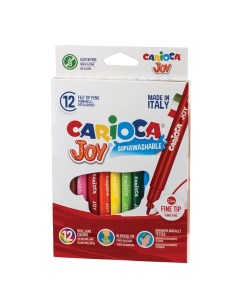 Фломастеры Joy 12 цветов суперсмываемые картонная коробка 40614 6 шт Carioca