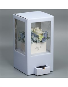 Коробка подарочная для цветов с вазой из мгк складная упаковка Дарите счастье