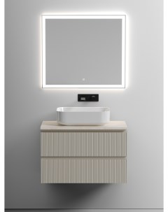 Мебель для ванной Snob T 80 подвесная столешница kreman Beige Soft без отверстия под смеситель Sancos