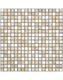 Мозаика Natural i Tile 4MT 11 15T Мрамор бежевый белый поверхность состаренная 29 8x29 8 Mir mosaic