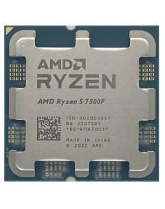 Процессор Ryzen 5 7500F 3 7ГГц Turbo 5 0ГГц 6 ядерный L3 32МБ Сокет AM5 OEM Amd