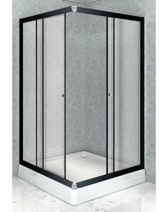 Душевой уголок Дрим 90х100 R профиль черный стекло прозрачное с низким поддоном Radomir