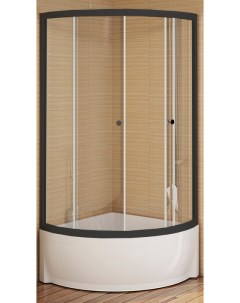Душевой уголок Соул 1 100х100 профиль черный стекло прозрачное с высоким поддоном Radomir