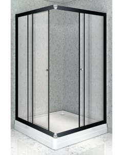 Душевой уголок Дрим 90х100 L профиль черный стекло прозрачное с низким поддоном Radomir