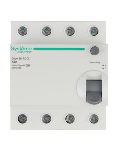 УЗО City9 Set ВДТ 63А 300 мА 3P N тип АС 6 кА C9R66463 Systeme electric