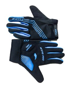 Перчатки велосипедные неопрен WIND PRO черно синие утепленные длинные пальцы размер Nobrand