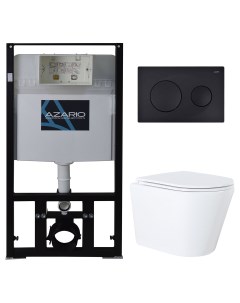 Комплект унитаз безободковый Teramo AZ0053 SP с сид микролифт инсталляция с черн Azario
