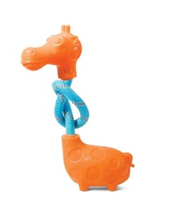 Игрушка для собак Жираф с веревкой оранжевая латекс 24 см Триол