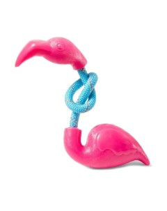 Игрушка для собак Фламинго с веревкой розовая синяя латекс 24 см Триол