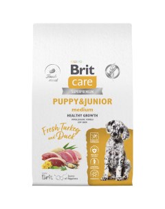 Сухой корм для щенков CARE Puppy Junior M Healthy Growth с индейкой и уткой 1 5 кг Brit*