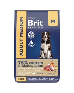 Сухой корм для средних собак Premium Dog с индейкой и телятиной 8 кг Brit*