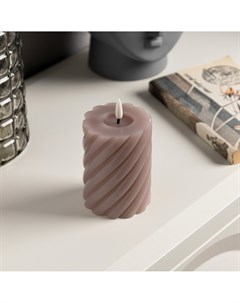 Светодиодная свеча витая лиловая, 7.5×12.5×7.5 см, пластик, воск, батарейки ааах2 (не в комплекте), свечение теплое белое Luazon lighting