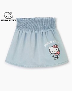 Джинсовая юбка с принтом Hello Kitty для девочки Gloria jeans