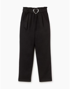 Чёрные брюки Paperbag с пряжкой Gloria jeans