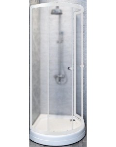 Душевой уголок Стронг 100х100 профиль белый стекло матовое с низким поддоном Radomir
