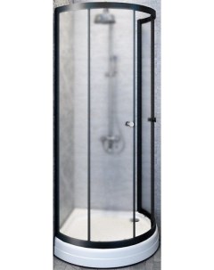 Душевой уголок Стронг 110х110 профиль черный стекло матовое с низким поддоном Radomir