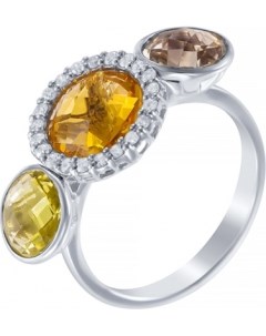 Кольцо с фианитами и бриллиантами из белого золота Джей ви
