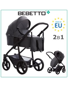 Детская коляска 2 в 1 Explorer AIR PRO 03 графитовая экокожа рама черная Bebetto