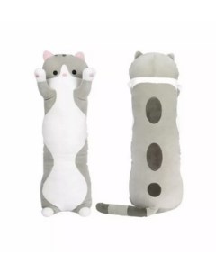 Мягкая игрушка антистресс wellywell Кошка батон длинный кот серый 70 см Nobrand