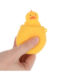 Игрушка антистресс 7 см резина желтая Утенок в корзине Duck Kuchenland