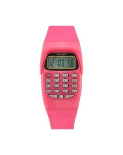 Часы наручные электронные детские с калькулятором ремешок силикон l 21 см розовые Nobrand