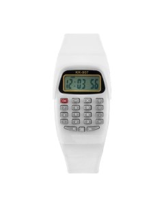 Часы наручные электронные детские с калькулятором ремешок силикон l 21 см белые Nobrand