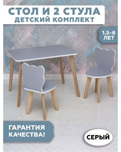 Комплект детской мебели стол прямоугольный стульчики серые Rules