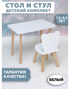 Комплект детской мебели стол и стул мишка ножки цилиндрической формы без носочков Rules