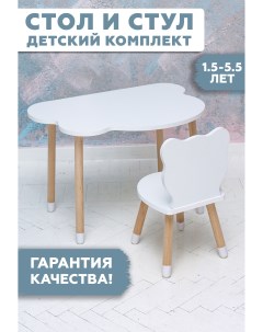 Комплект детской мебели стол облако и стул ножки цилиндрической формы в носочках Rules