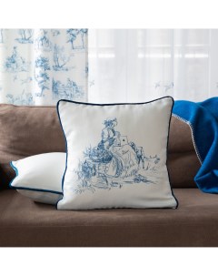 Декоративная наволочка двусторонняя синяя белая 40х40 см Klassika 2 0 Moroshka