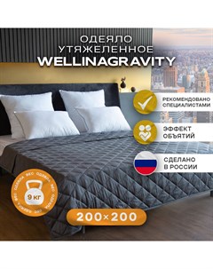 Утяжеленное одеяло 200х200 темно серый 9кг WGS 20 Wellinagravity