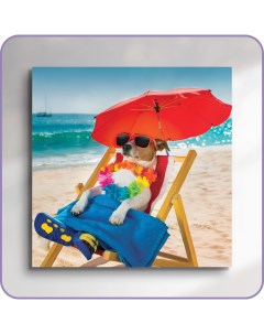 Картина на стекле Собака на пляже AG 30 99 30х30 см Postermarket
