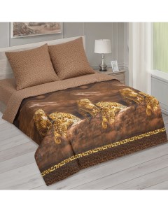 Постельное Белье Лео 2 спальный коричневый Арт-дизайн