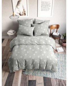 Комплект постельного белья Одуванчики серый 9950 1 2 спальный Евро Ночь нежна