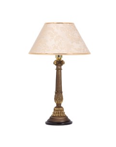 Настольная лампа Испанская Колонна Бронза с абажуром 38 Каледония Айвори Bogacho