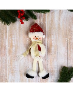 Мягкая подвеска Снеговик в костюмчике с узором длинные ножки 8х26 см Зимнее волшебство