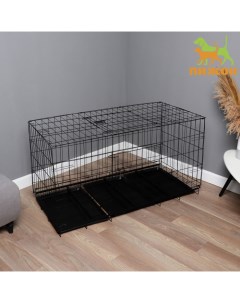 Клетка для собак черная металлическая размер 130 х 60 х 70 см Пижон