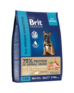 Сухой корм для собак Premium Dog Sensitive для пищеварения индейка и лосось 3 кг Brit*