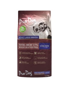 Сухой корм для собак для крупных пород с нормальной активностью курица 12кг Pro dog