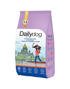 Сухой корм для собак Dailycat casual linel с индейкой говядиной и рыбой 3 кг Dailydog