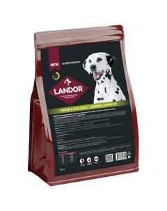 Сухой корм для собак для средних и крупных пород с индейкой и ягнёнком 3 кг Landor