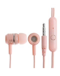 Наушники cb 52 проводные вакуумные микрофон 1 м jack 3 5 мм розовые Nobrand