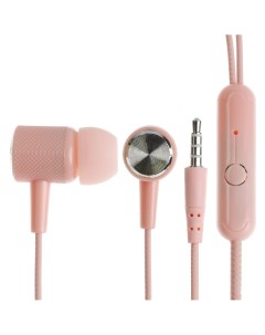 Наушники cb 51 проводные вакуумные микрофон 1 м jack 3 5 мм розовые Nobrand