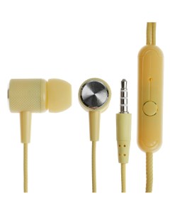 Наушники cb 51 проводные вакуумные микрофон 1 м jack 3 5 мм желтые Nobrand