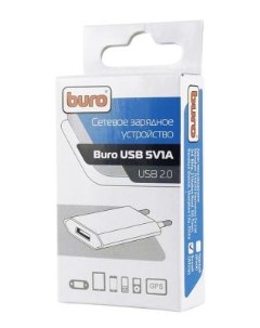 Сетевое зарядное устройство TJ 164w USB 5Вт 1A белый Buro
