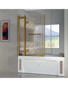 Шторка на ванну Лоренцо Великолепный 120х155 профиль золото стекло с рисунком Radomir