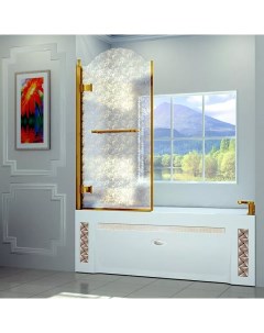 Шторка на ванну Лоренцо Великолепный 80х155 профиль золото стекло с рисунком Radomir